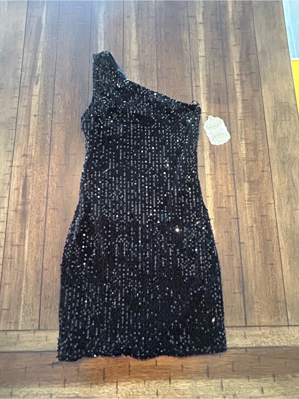 Altar’d State Black Sequin One Shoulder Cocktail Dress Size Small NWT